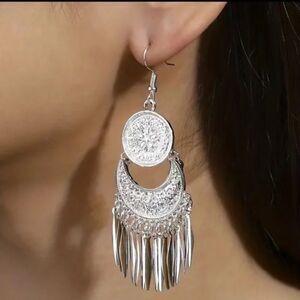 Bohemian Silver Tassel Earrings
